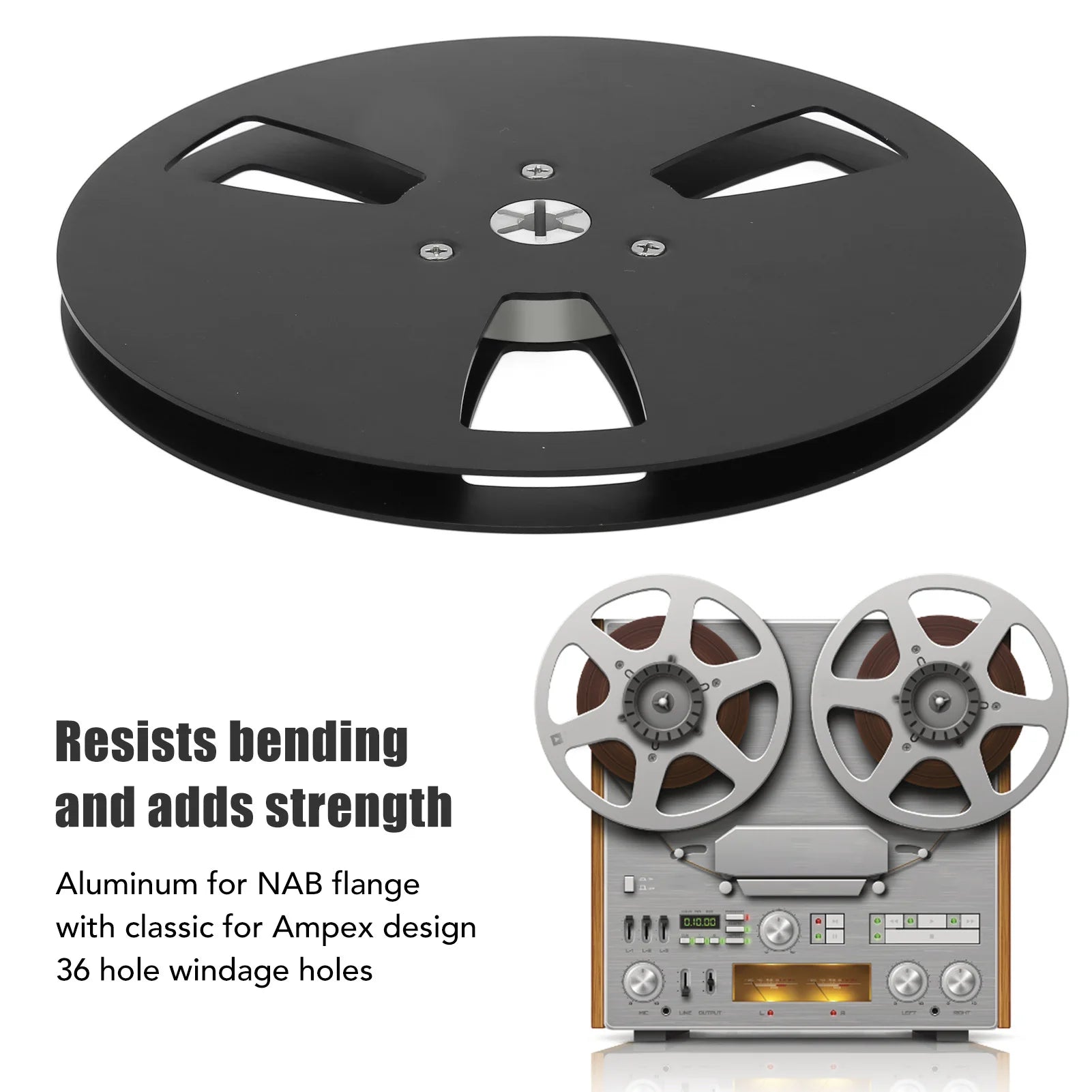 1 4 Empty Tape Reel 3 Holes Aluminum Alloy Open Takeup NAB Black