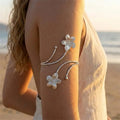 Elegant Metal Flower Upper Arm Bracelet Boho Retro Jewelry Women Zpaxo Silver