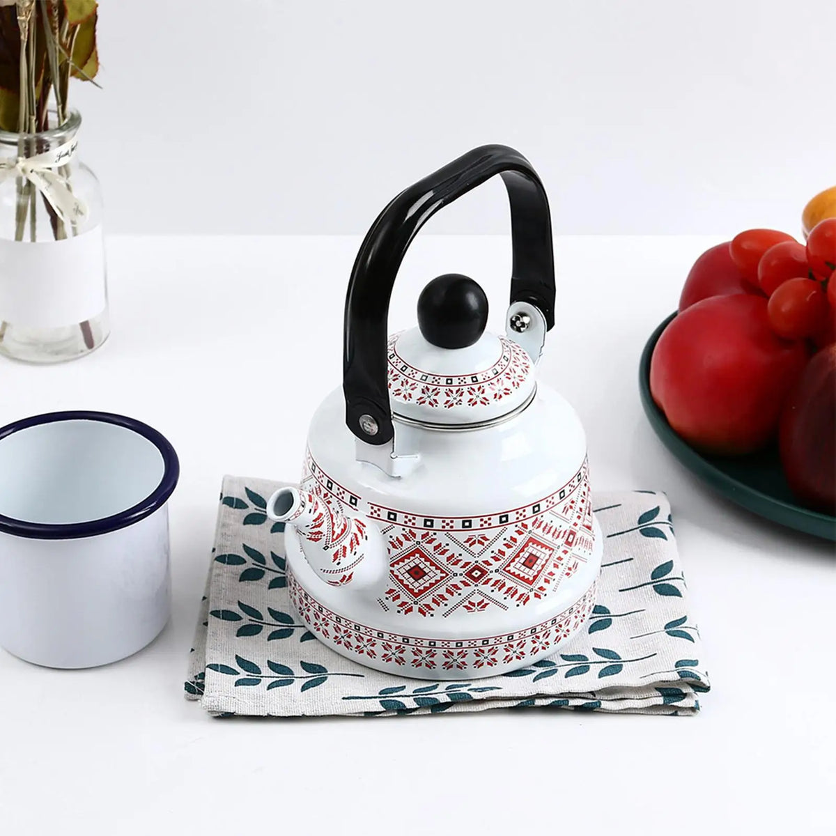 Tea Pot Stove Retro Enamel Teapot Vintage Kettle Home Kitchen Dorm Zpaxo