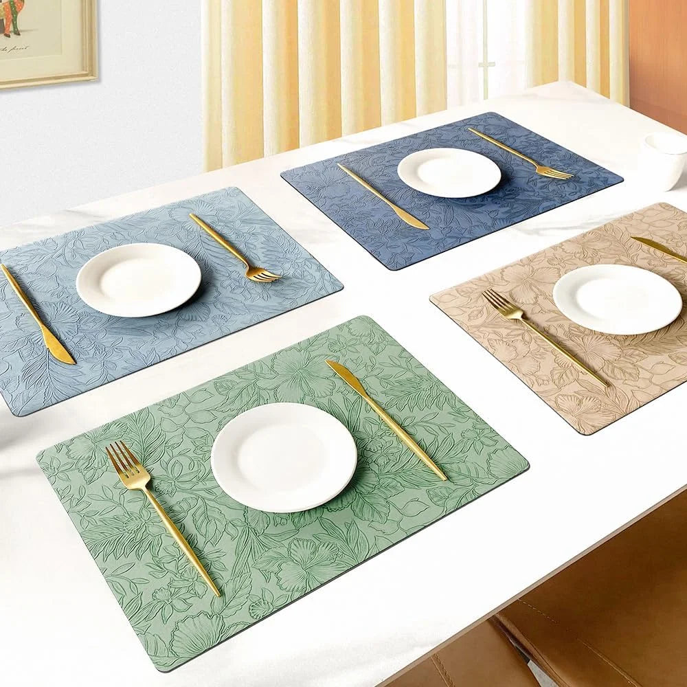 Leather Placemats Heat Resistant Table Dining Washable Place Mat Oil Zpaxo
