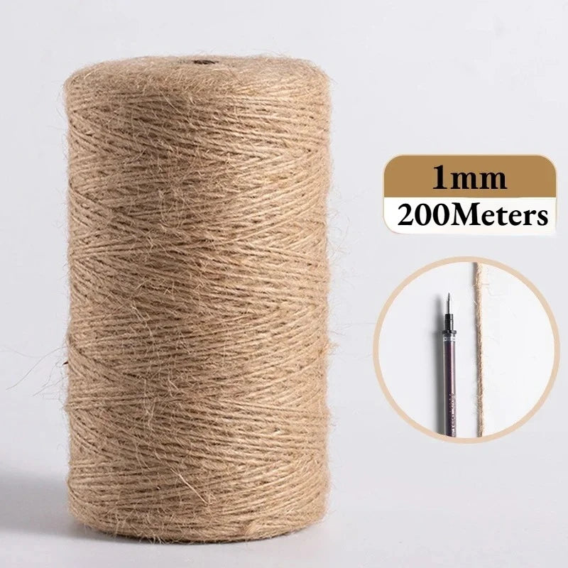 Natural Hemp Rope String for Jute Decoration, Twine for Crafts, Gift Wrapping, Jute Cord for Gardening, And Wedding Party Decor Zpaxo Jute 1mm 200Meters