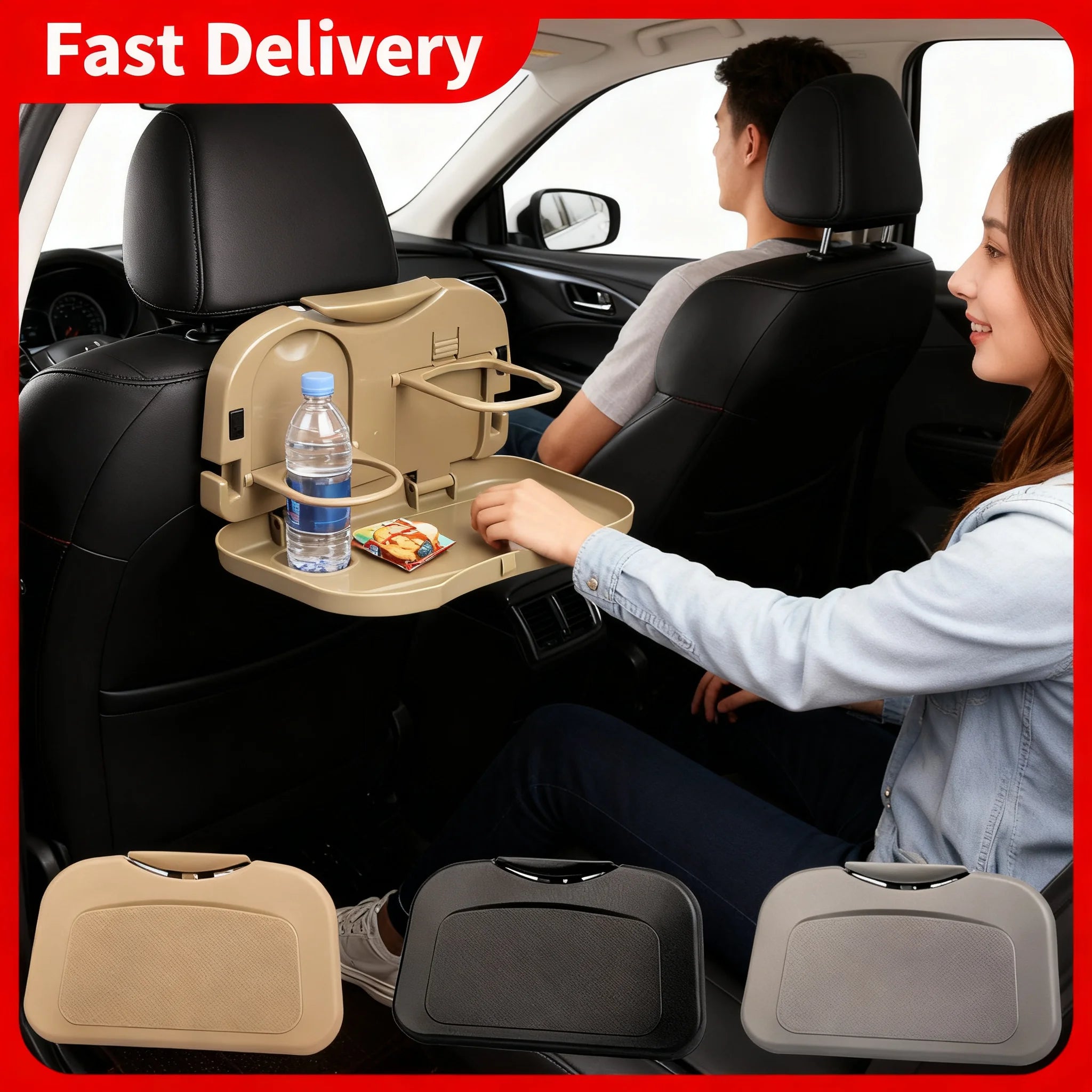 Foldable Car Backseat Tray Table with Cup Holder & Storage Car Backseat Tray Zpaxo