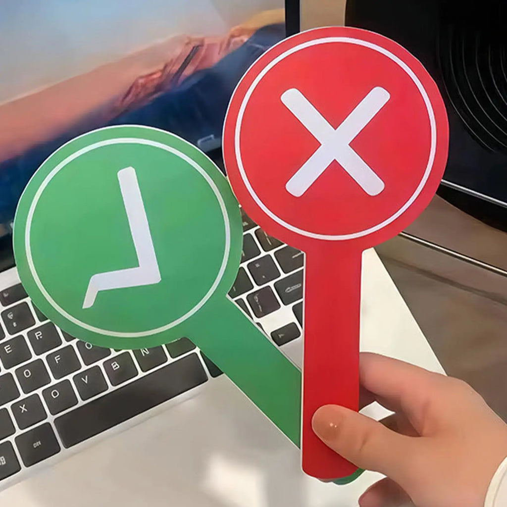 Voting Paddles Double-sided Red Green Response Signs True False
