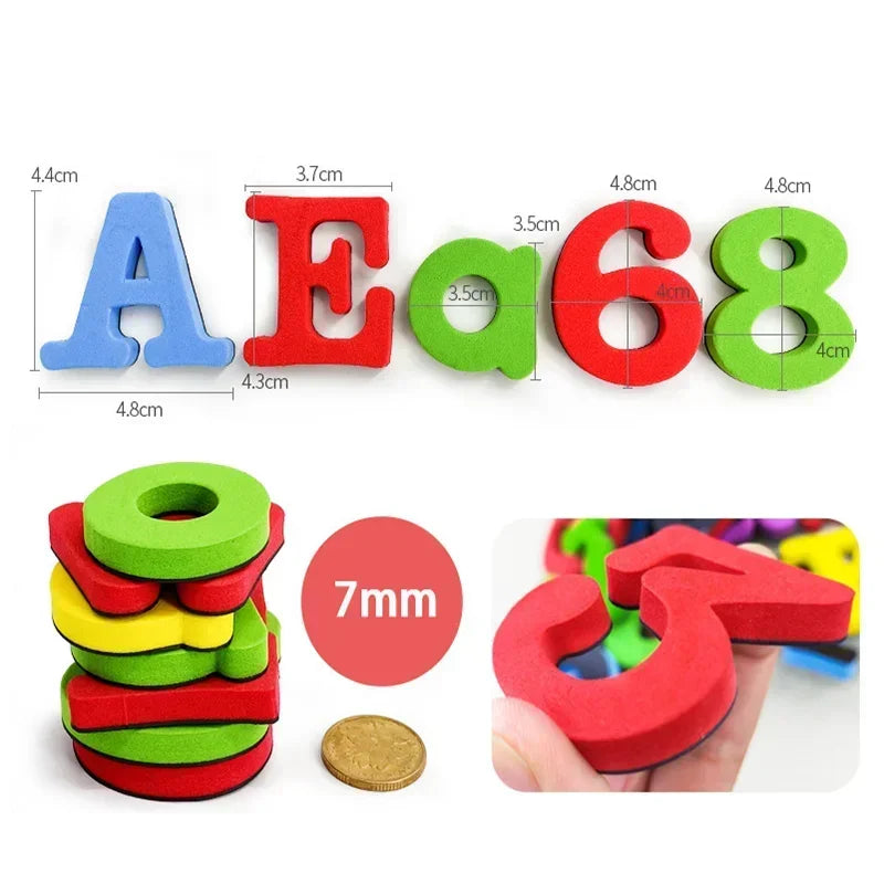 Magnetic Letters Numbers Alphabet ABC 123 Fridge Magnets Plastic Educational Preschool Learning Toy Set Uppercase Lowercase Math Zpaxo