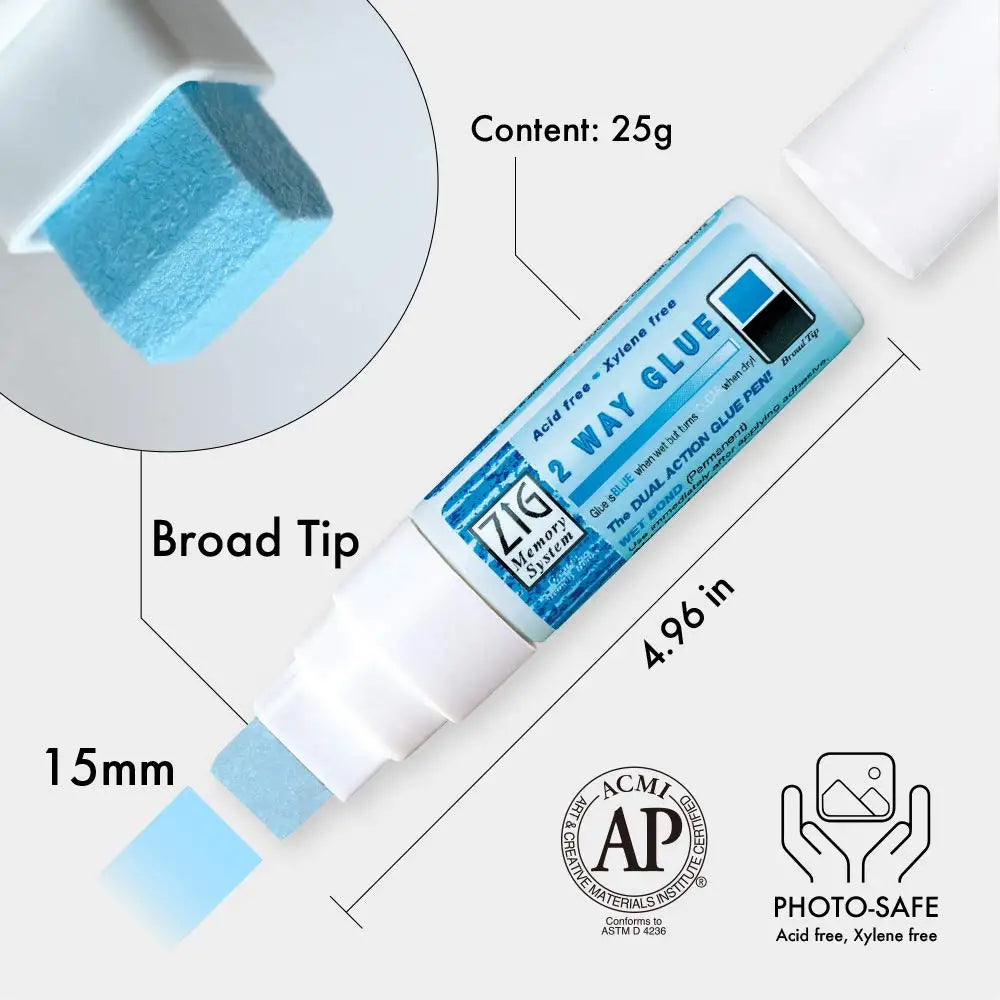 2 Way Glue Pen(1mm/2mm/4mm/15mm) , Adhesive for Professional,Artists, Crafting, Scrapbooking, Gift Card Zpaxo
