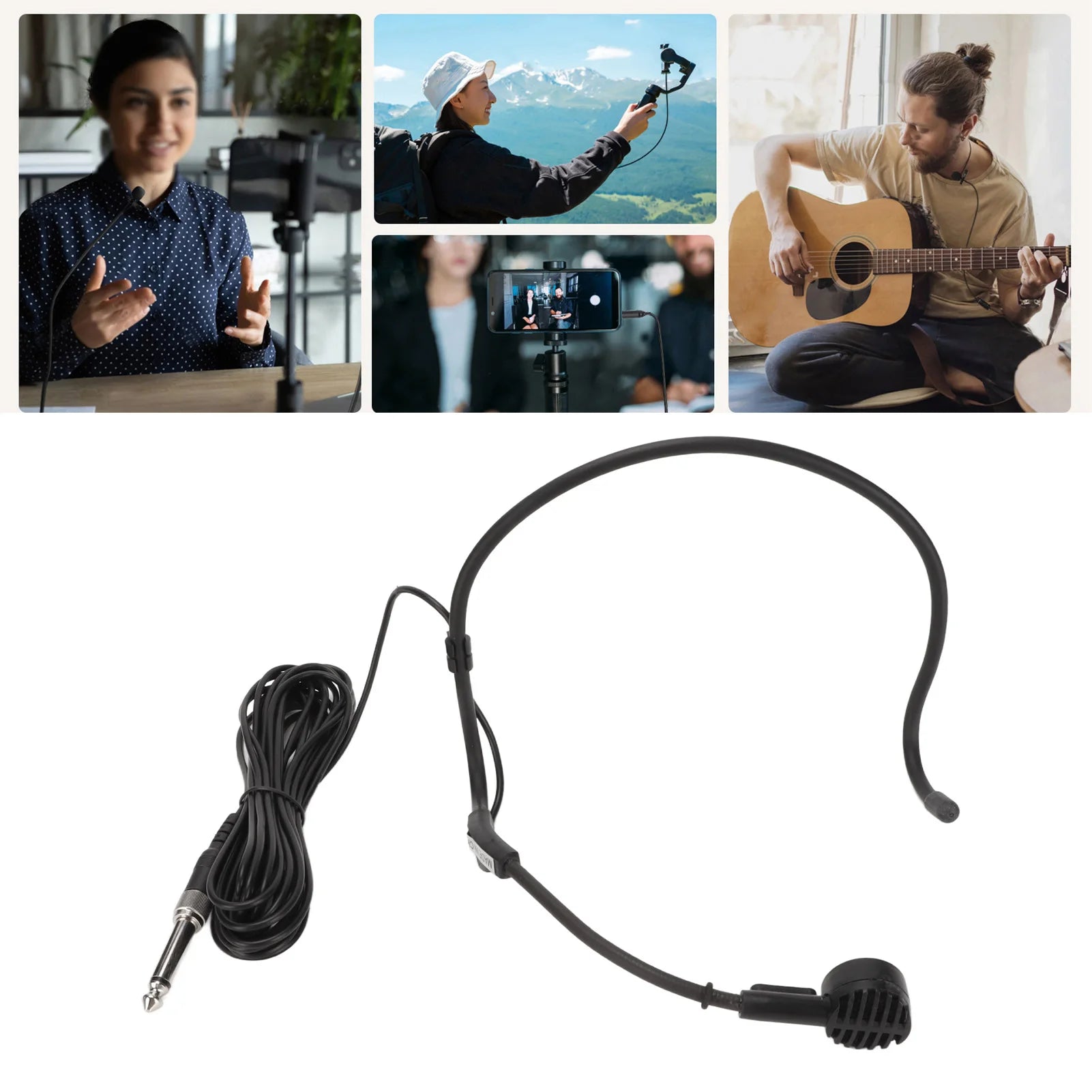 Headworn Microphone 16 4ft Length Wired Lightweight Jack Earhook