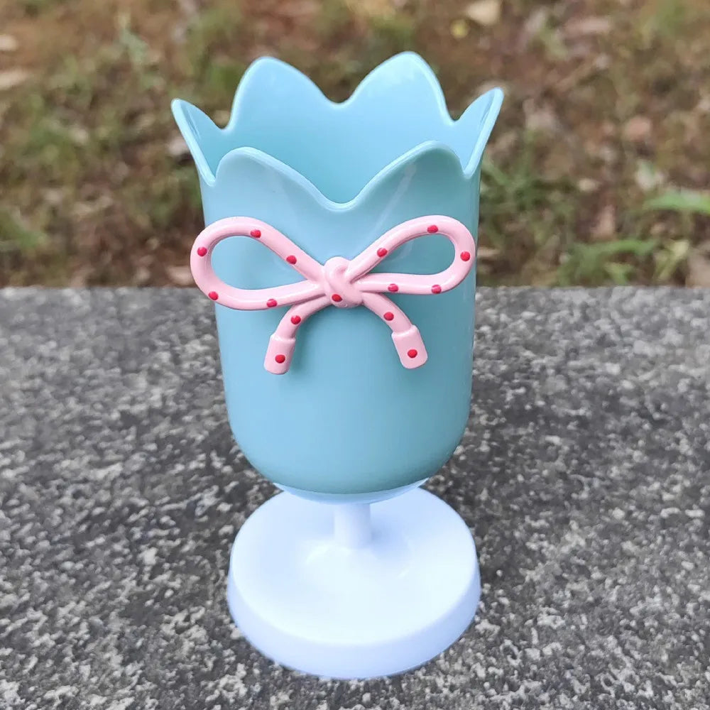 Tulip Pen Holder & Vase – Cute Floral Desk Organizer for Kids Decorative Pen Holder Zpaxo Blue