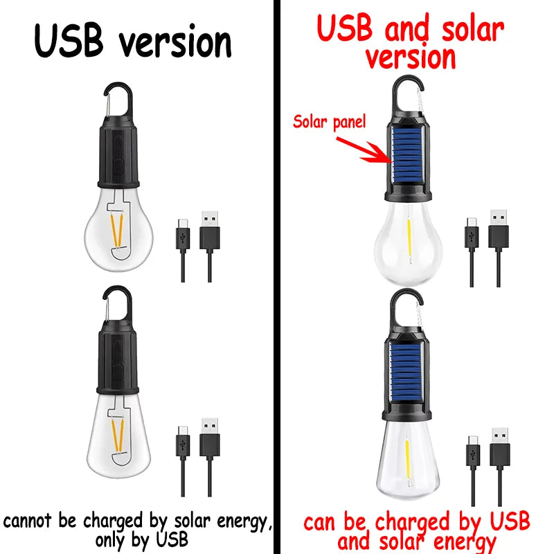 Solar Rechargeable LED Camping Lantern | Portable Hook Lamp