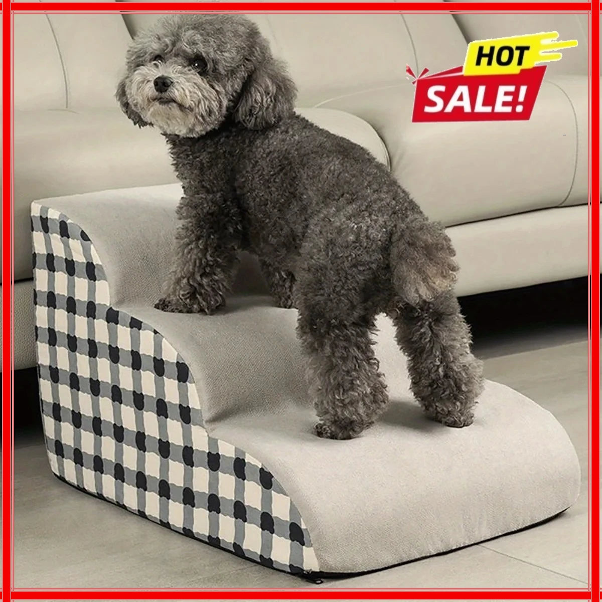 High Density Foam Pet Bedside Stair Steps, 2/3 Step Pet Ladder For Bed, Detachable And Washable Zpaxo