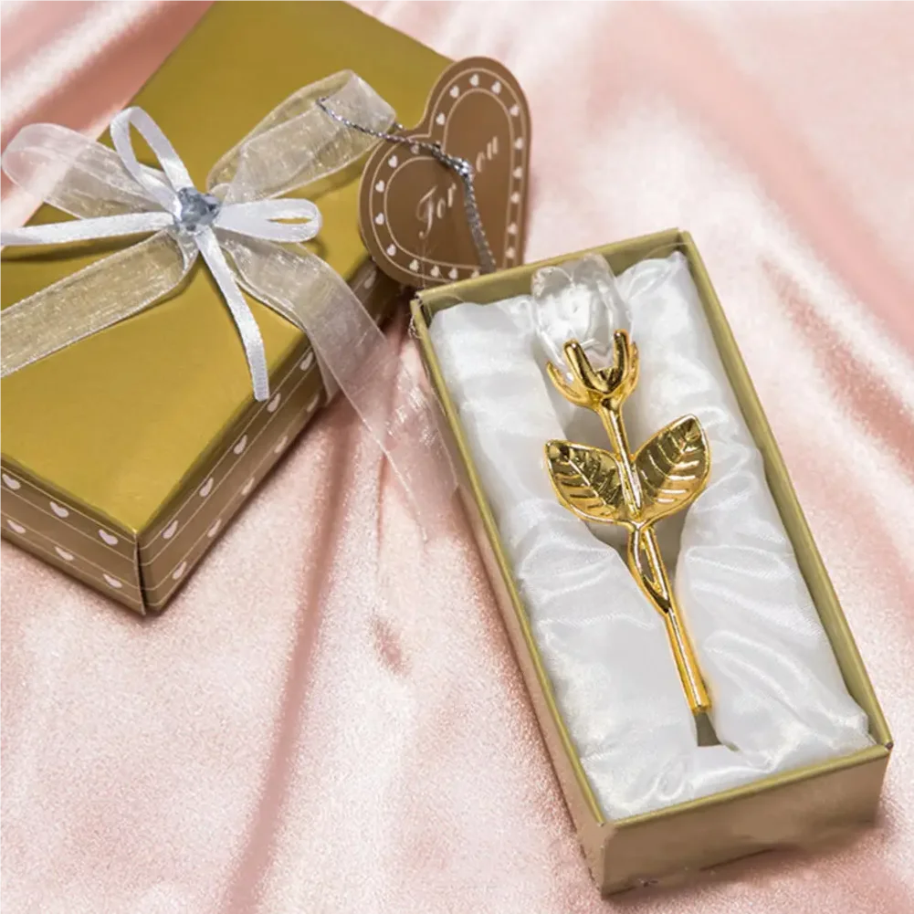 Valentines Day Gift Crystal Glass Rose Artificial Flower Silver Gold Rod Rose Flower For Girlfriend Wedding Gifts For Guest Zpaxo