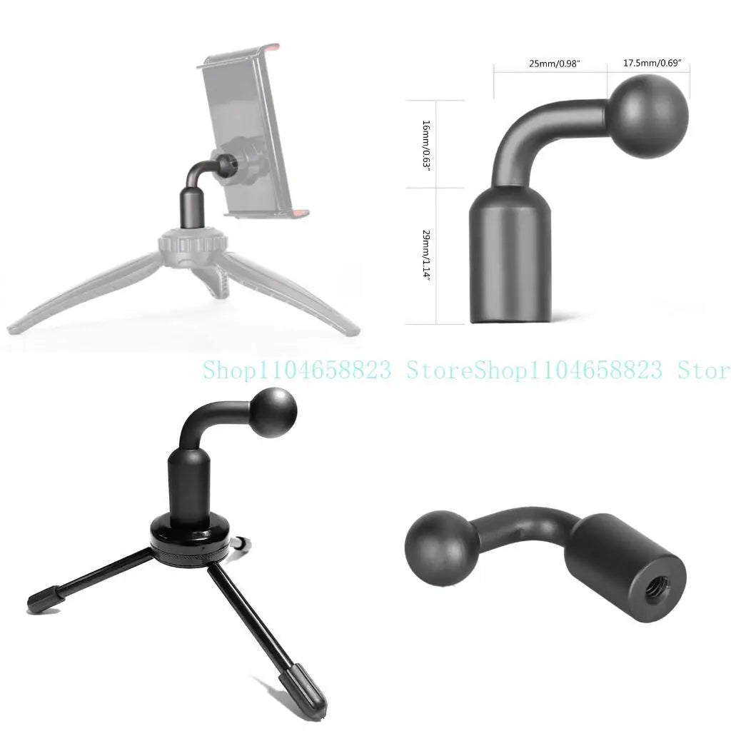 Aluminum Alloy 17mm Ball Head Adapter to 1/4 Screw Hole Mount Converter Holder Stand for Tripod Selfie Handle Grip Zpaxo