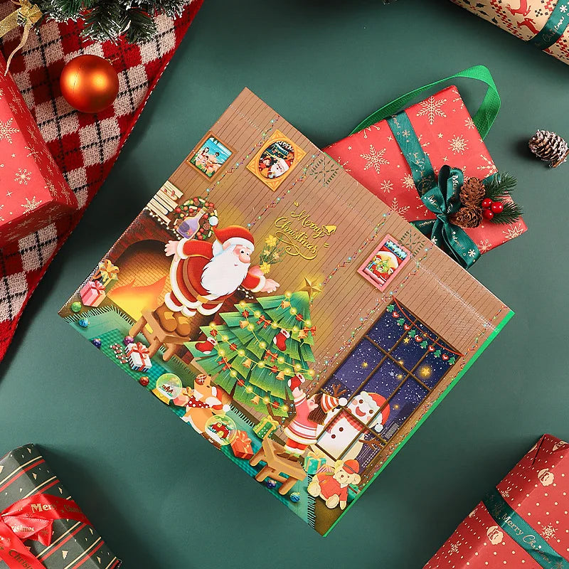 Christmas Non-Woven Gift Bag – Snowman & Xmas Tree Tote Christmas Gift Bag Zpaxo