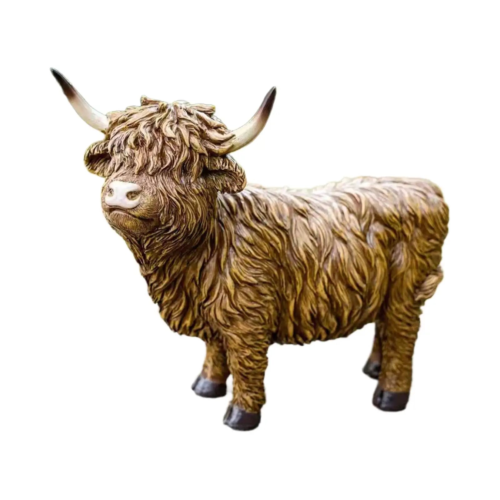 Highland Cow Figurine – Resin Garden Statue & Tabletop Decor Decorative Figurine Zpaxo