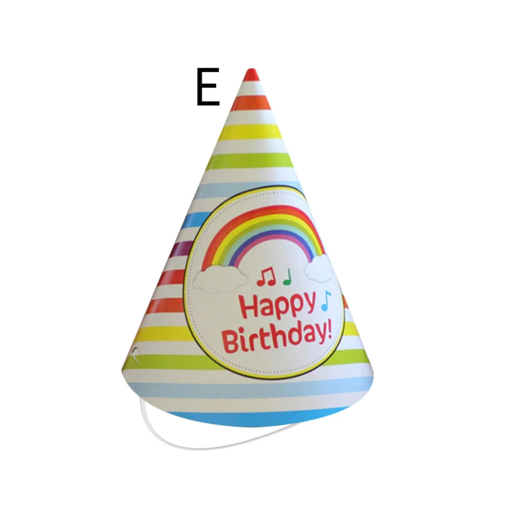 10Pcs Rainbow Birthday Party Hats Colorful Cone Paper Hats for Kids Boys Girls Adults Party Decoration Zpaxo J240120121-E
