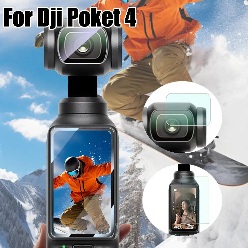 DJI OSMO Pocket 4 Tempered Glass Screen & Lens Protector 2-Pack Camera Screen Protector Zpaxo 2sets