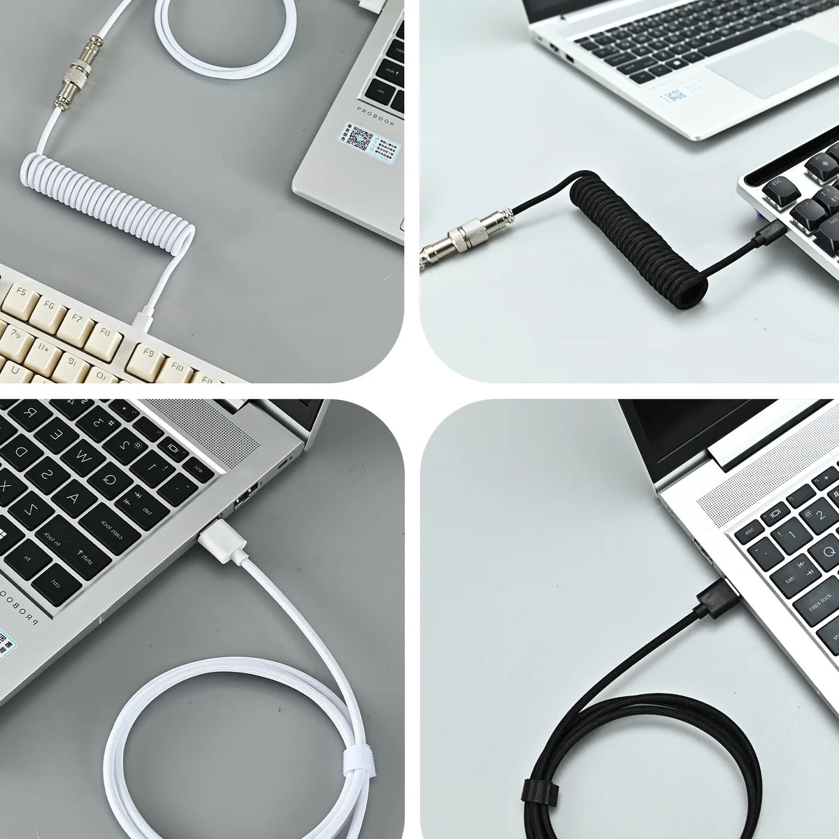 Mechanical Keyboard Coiled Cable Aviator Type-c USB Connector Zpaxo