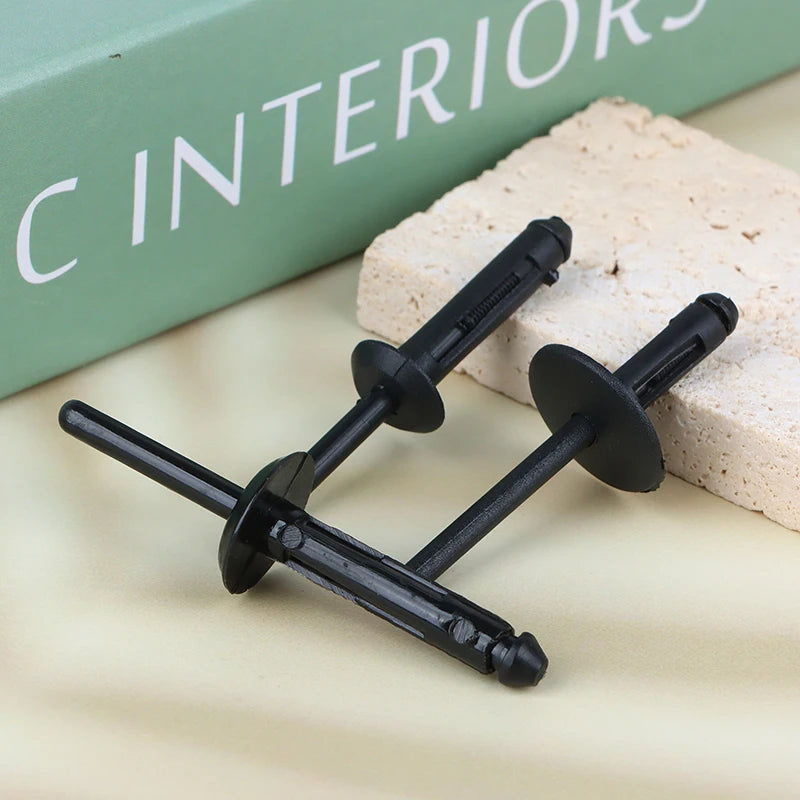 10-Pack Black Plastic Blind Rivet Clips – Auto Trim Fasteners