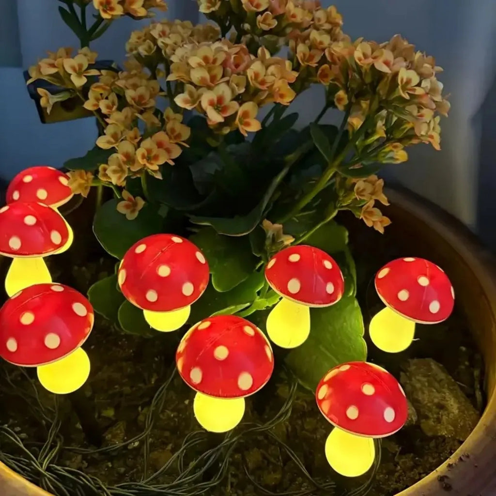 Solar Outdoor Lights Cute Garden Mushroom Decorative Pile String Zpaxo