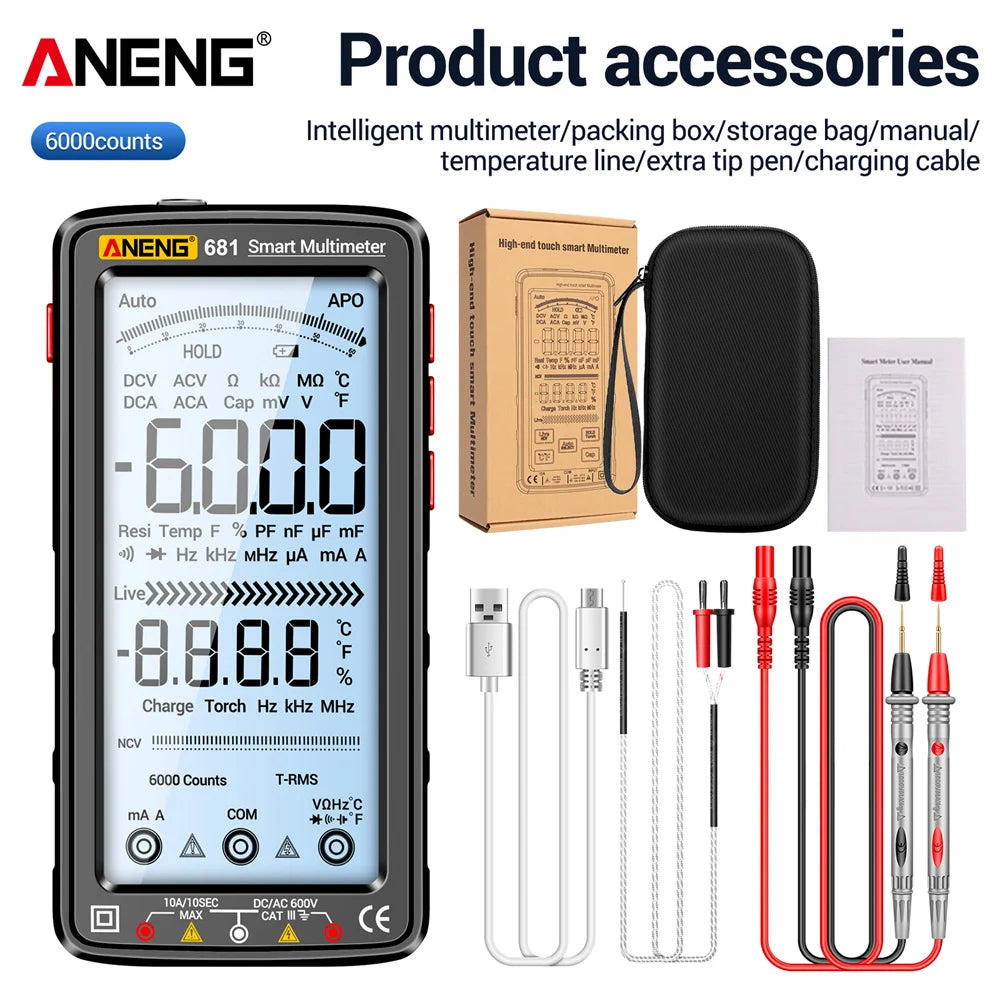 Rechargable Digital Professional Multimeter Voltage Meter LCD