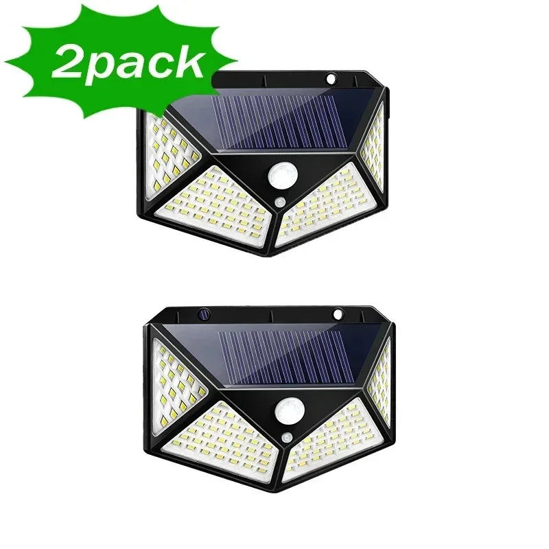 100LED Solar Wall Light – PIR Motion Sensor IP65 Outdoor Garden