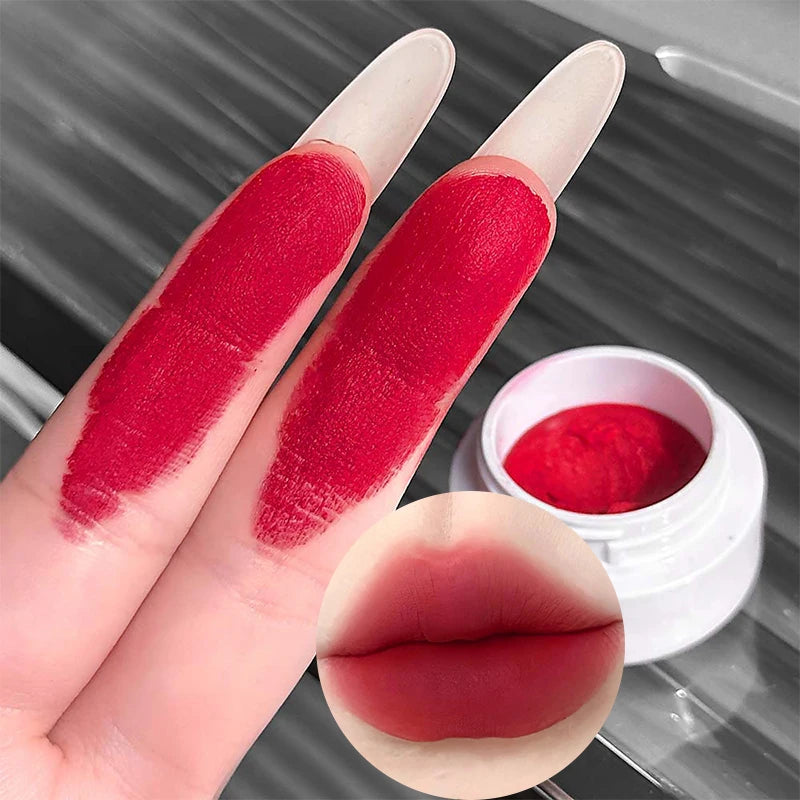 Lip and Cheek Dual-use Lip Mud Waterproof Non-Stick Cup Silky Matte Lipgloss&Blush Highly Pigmented Red Lipstick Lip Tint Makeup Zpaxo