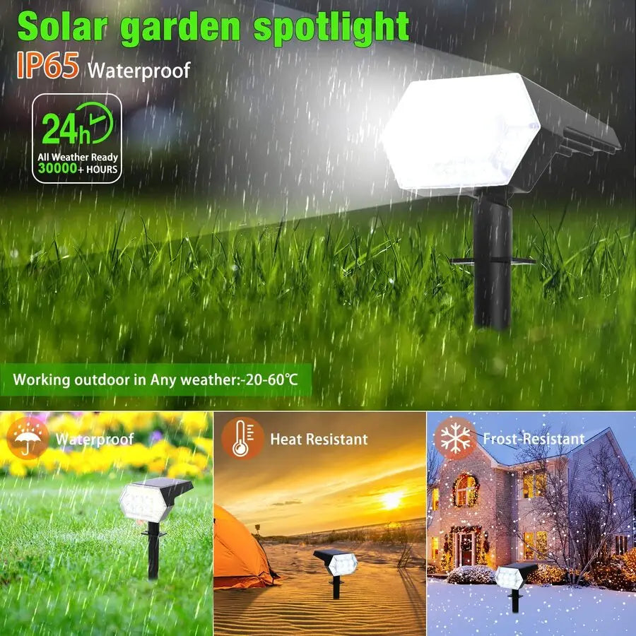 2/4PCS 108LED Solar Spotlights IP65 Waterproof Auto On/Off Landscape Wall Lamp Outdoor Decor for Garden Yard Porch Patio Zpaxo