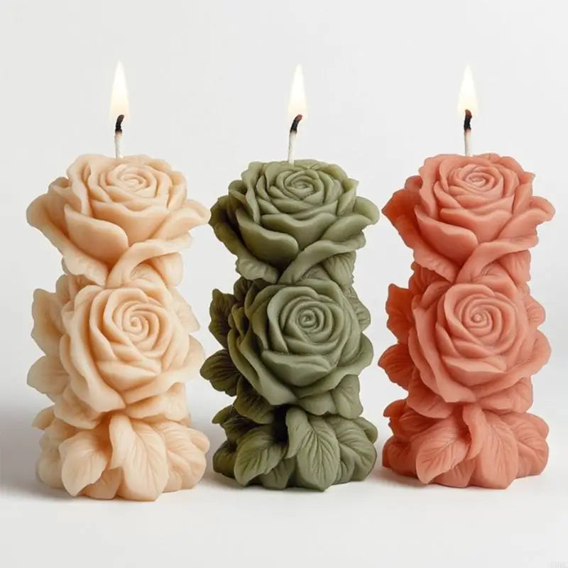 Embossed Rose Flower Cylinder Silicone Molds Epoxy Resin Making Soap