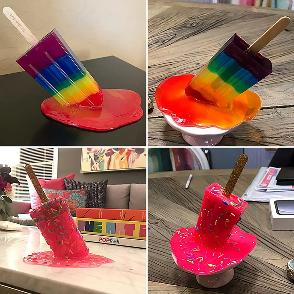 Ice Cream Resin Ornaments Artificial Lollipop Melting Popsicle Sculpture Summer Cool Popsicle Home Decoration Resin Popsicle Zpaxo