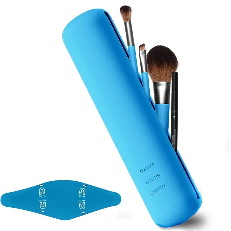 Silicone Makeup Brush Holder – Magnetic Waterproof Travel Case