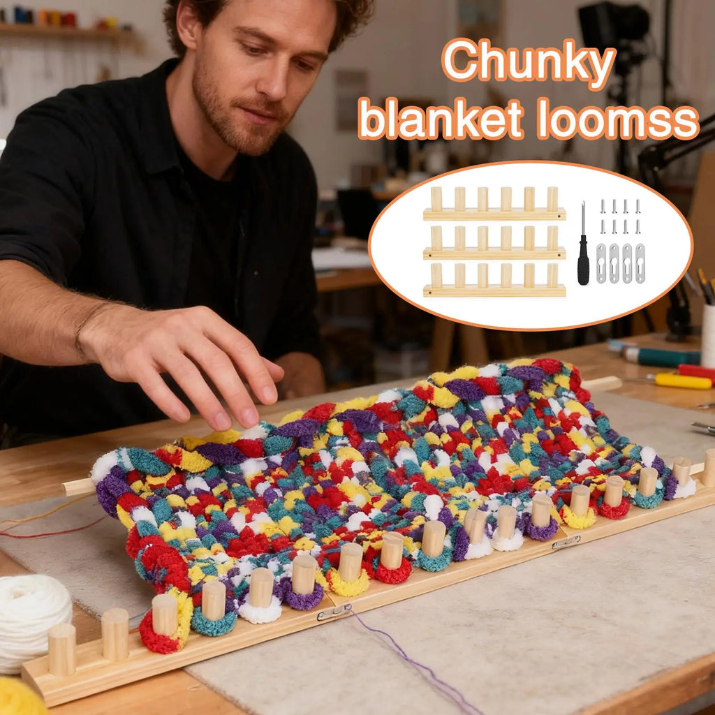 Chunky Blanket Loom Wooden Weaving DIY Craft Tool Large Yarn Knitting