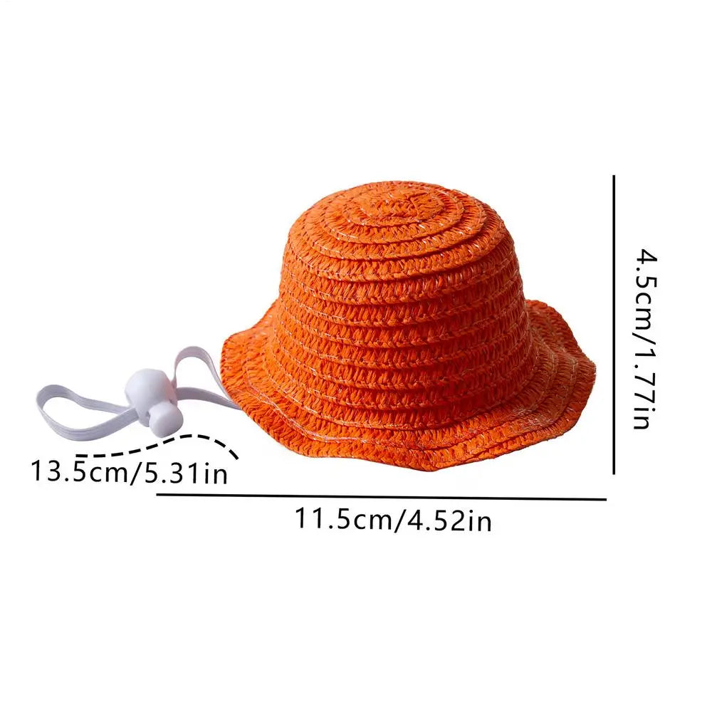 Pet Straw Sun Hat – Lightweight Breathable Cat & Dog Beach Cap Pet Sun Hat Zpaxo Orange 1PC