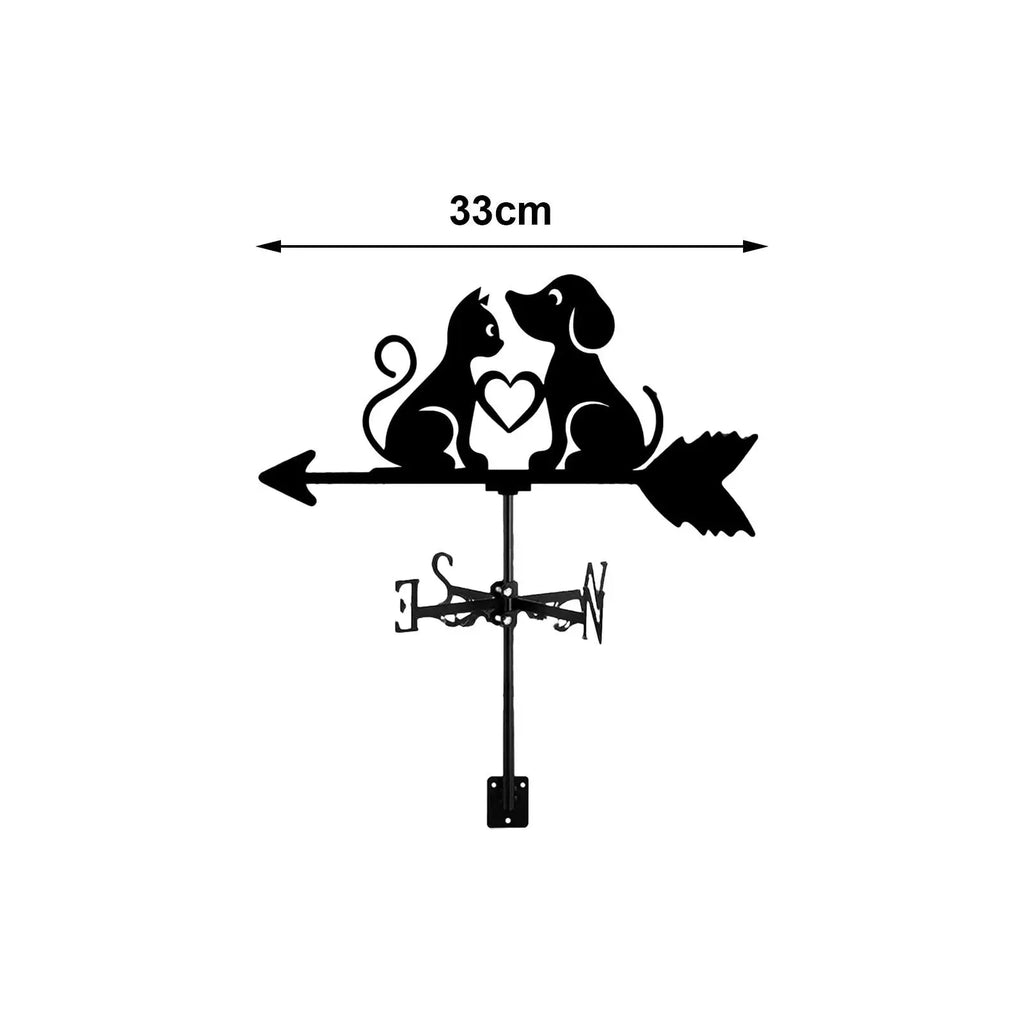 Dog & Cat Silhouette Metal Weathervane | Wind Direction Indicator Garden Weathervane Zpaxo
