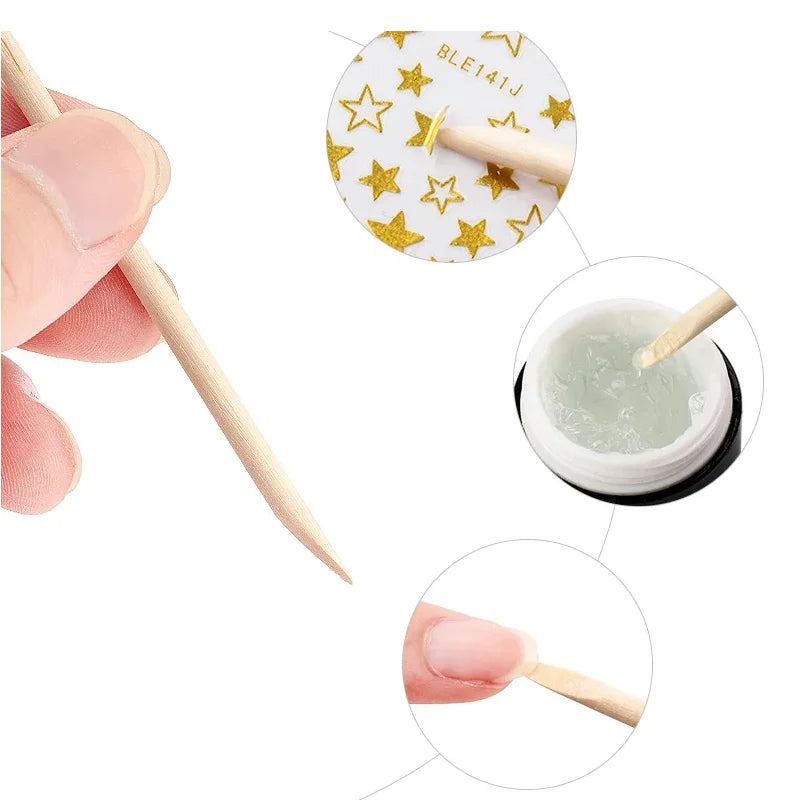 50/100/200/300pc/Set for Nail Different Sizes Orange Wood Sticks Cuticle Pusher Cuticle Remove Tool Manicure Pedicure Care nails Zpaxo