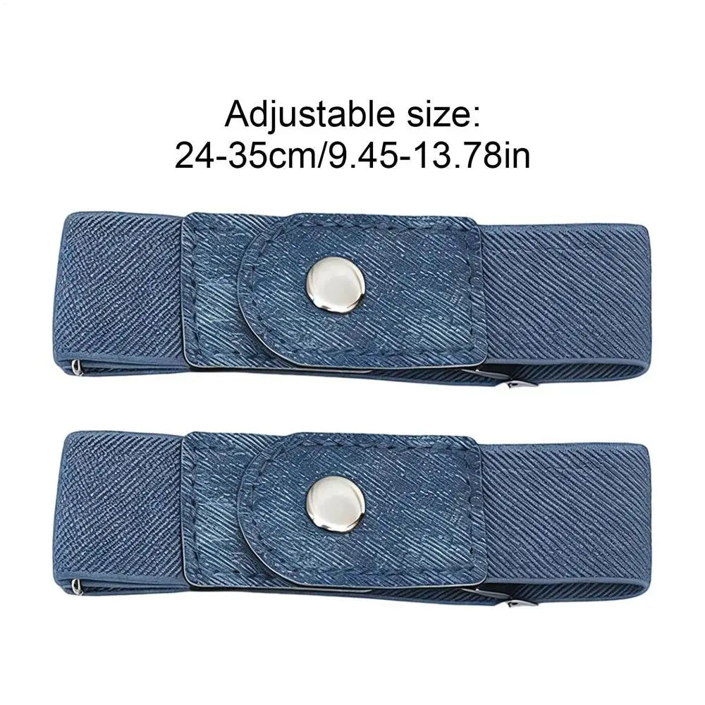 1 Pair No Buckle Elastic Belt Stretchable Adjustable Waistband Women Zpaxo Blue