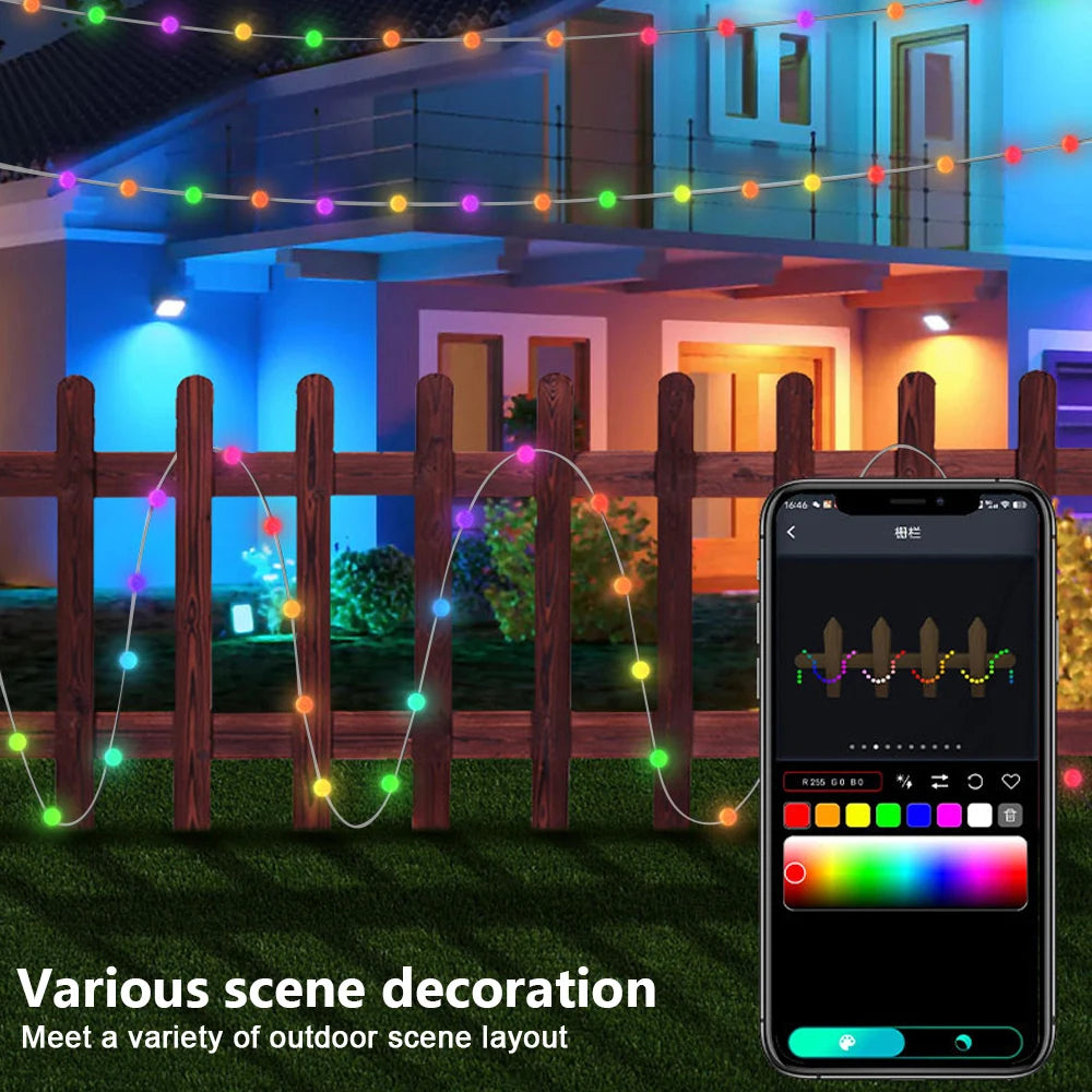 RGB Color Changing Globe String Lights 33ft Smart APP Control Fairy String Hanging Lights For Indoor Outdoor Party Christmas Zpaxo