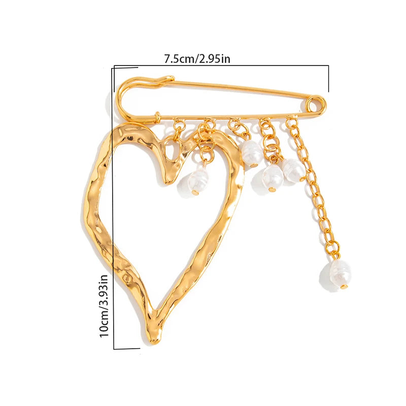 Beaded Heart Tassel Brooch – Decorative Metal Safety Pin