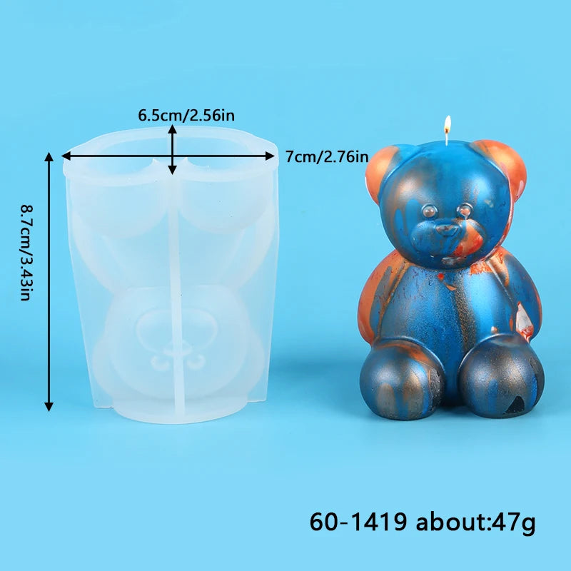 Bear Candle Silicone Mold for Valentine's Day Gift 3D Bear with Heart Aromatherapy Soap Plaster Gypsum Ornament Mould Home Decor Zpaxo 60-1419