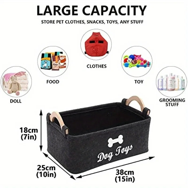1pc Felt Pet Toy Box, Dog Toy Box, Storage Basket Chest Organizer For Organizing Pet Toys, Blankets, Leashes And Food Zpaxo