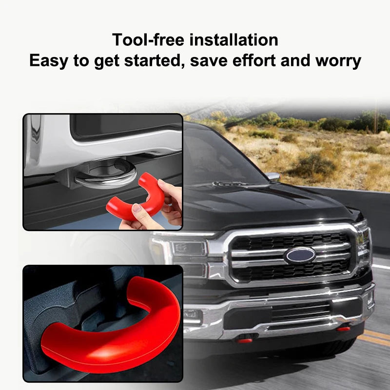 Red D-Ring Towing Hook Sleeves for Ford F150 2004–2024
