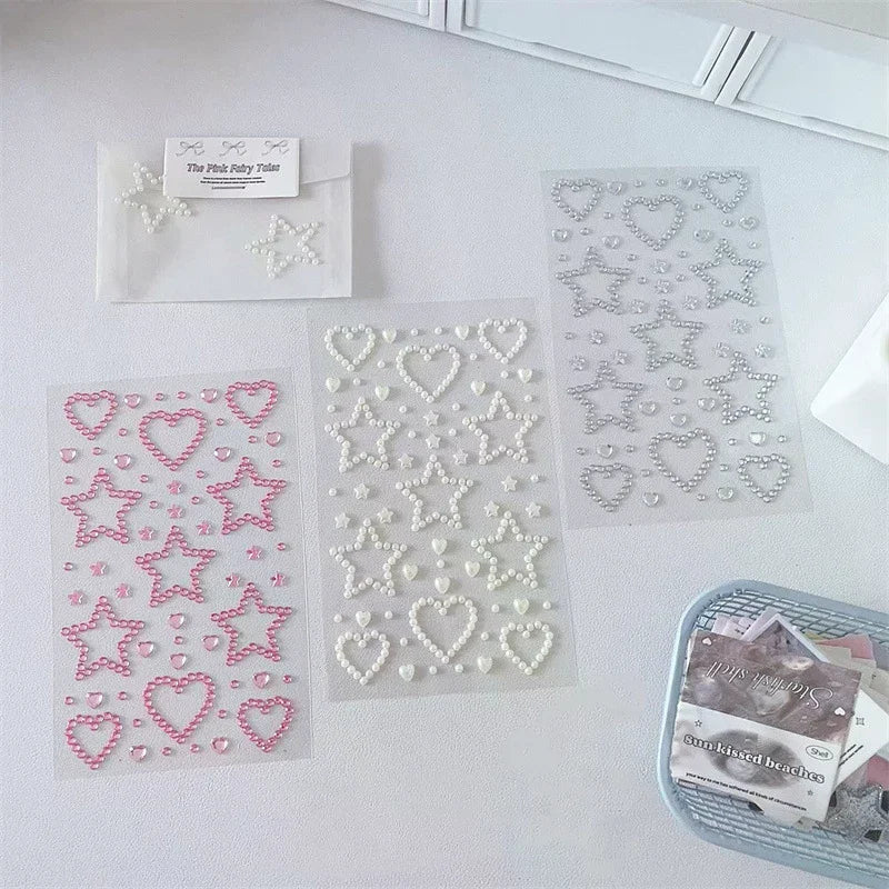 Kids DIY Decoration Self Adhesive Jewelry Crafts Sparkly Rhinestone Stickers 3D Star Heart Crystal Stickers Girls Gifts Zpaxo