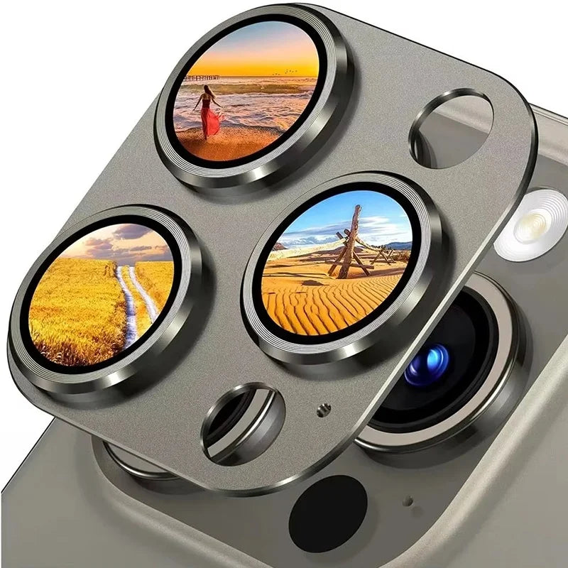 Metal Armor Camera Lens Protector Iphone 15 14 Max Tempered Glass 16