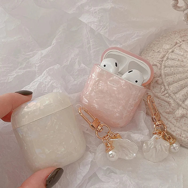 Cute Pearl Earphones Case Airpods 1 2 3 4 Soft Silicone Cover Pendant