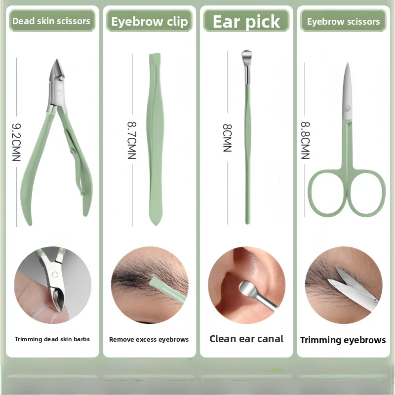 exquisite Professional Stainless Steel Nail Clipper Set Green Nail Tools Manicure Pedicure Set of 18pcs Travel Grooming Kit Zpaxo