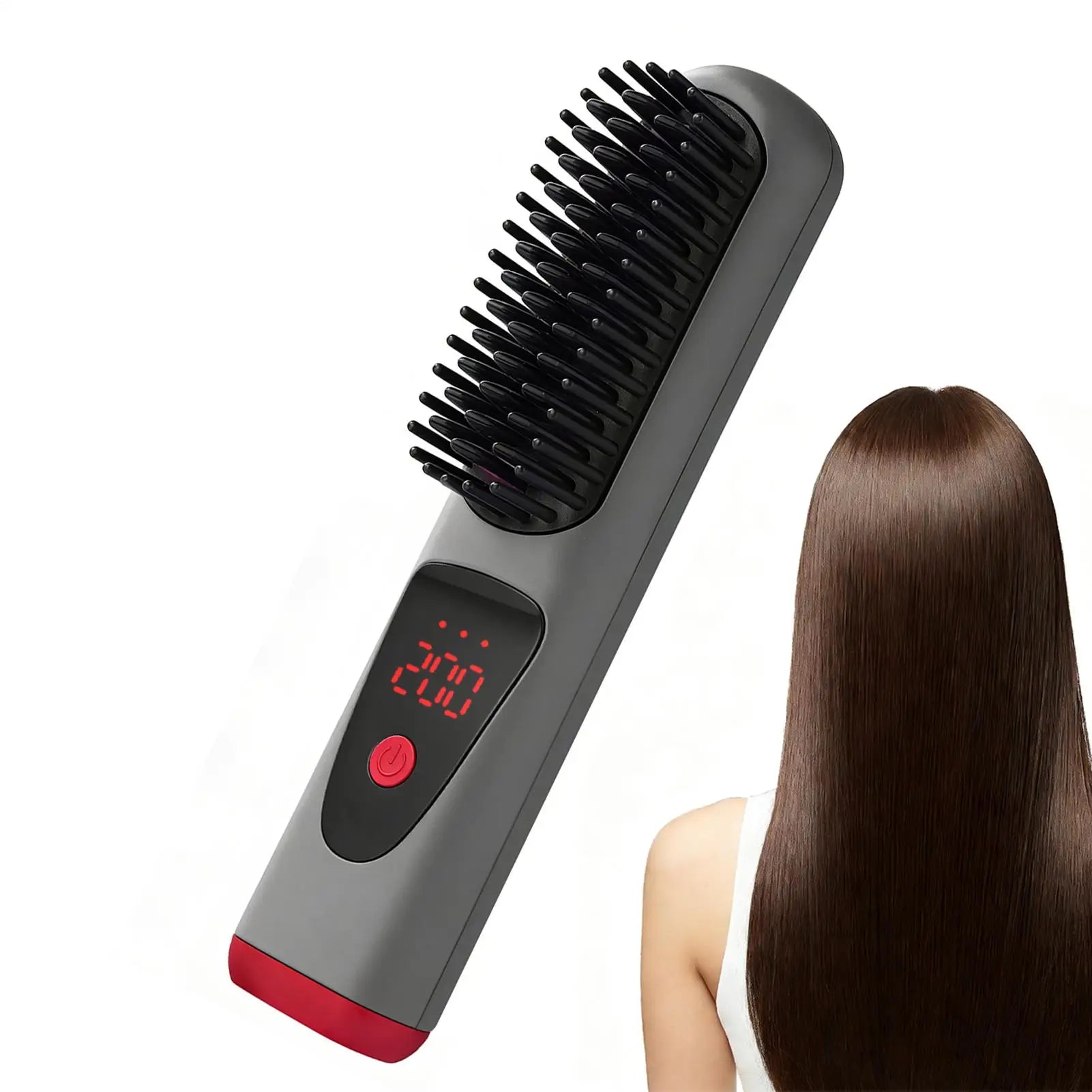 Cordless Ceramic Hair Straightener Brush – 4 Levels & LED Hair Straightener Brush Zpaxo