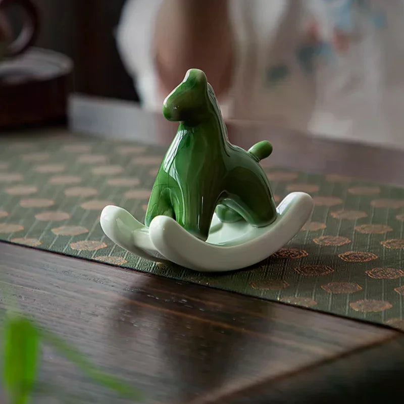 Ceramic Pony Ornament Rocking Horse Tea Ceremony Collectible Tea Table/Office Desk Cute For The Year Of The Horse Zpaxo