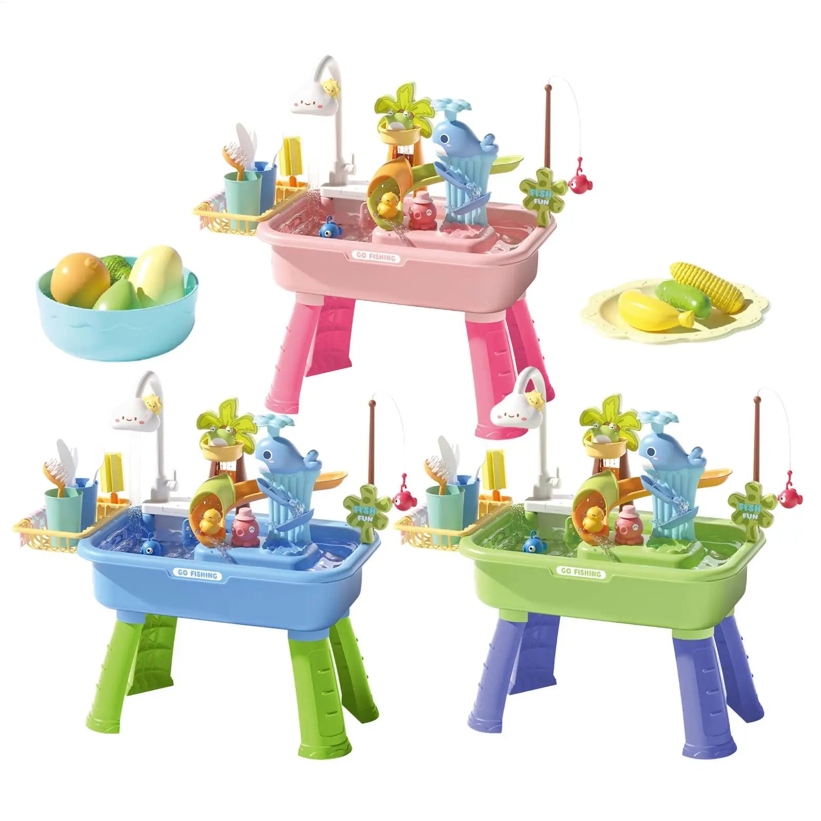 Electric Kids Water Table Play Sink Running Cloud Faucet Sensory