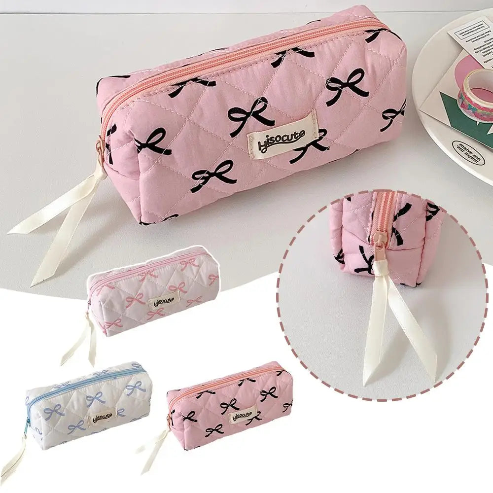 Cute Pink Bow Pencil Case – Large Capacity Girls Stationery Bag Pencil Case Zpaxo