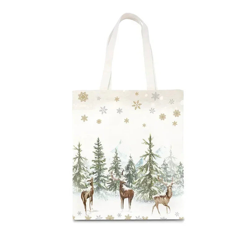 2025 New Christmas Canvas Tote Bag, Cute Snowman Pattern, Christmas Collection Bag, Home Storage Bags Zpaxo D 35x40cm 35x40cm