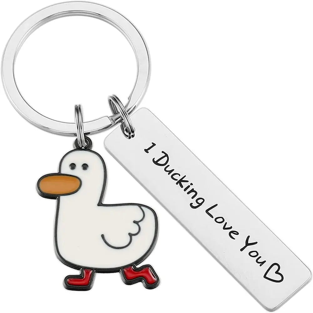 Don’t Duck with Me Duck Keychain Stainless Steel Couples Jewelry Ducking Love Keyring Keyholder Animal Duck Pendant Zpaxo