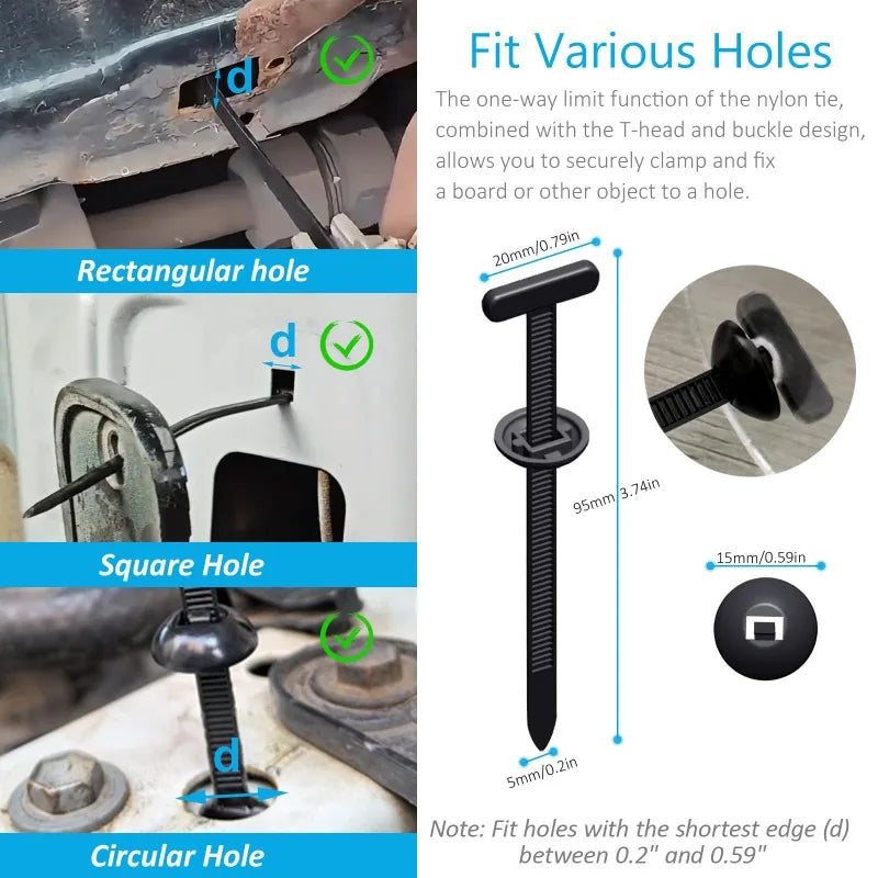 Cable Tie Self-locking Nylon Universal Cable Tie Buckle Heavy Duty Zip Ties with Pin & Button Car Daily Repair Fastening Strap Zpaxo